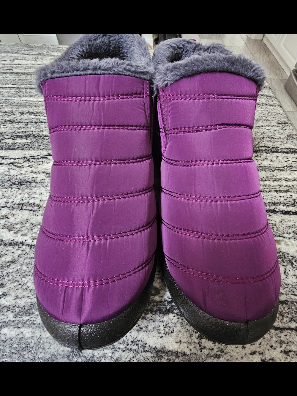 Cozy Women's Purple Puffer Slip-On Boots
